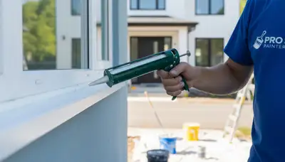 Professional caulking and sealing on home exterior in Burlington, MA for weather protection