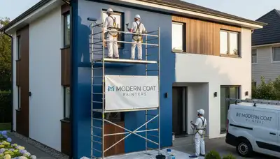 Professional exterior house painters in Burlington MA applying durable paint for local homes