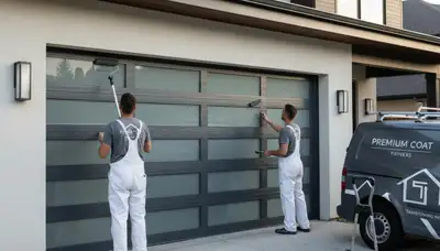 Professional garage door painting in Burlington, MA by expert house painters for lasting curb appeal
