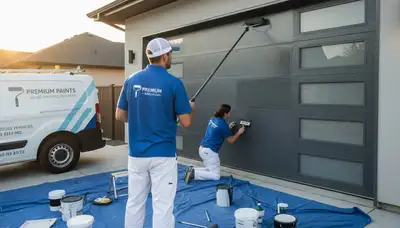 Professional garage door painting in Burlington MA by expert house painters for lasting curb appeal
