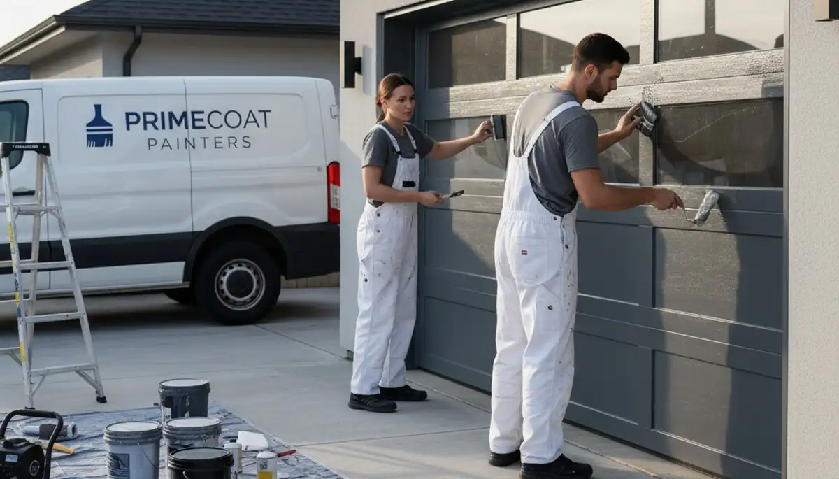 Professional garage door painting by expert house painters in Burlington, MA
