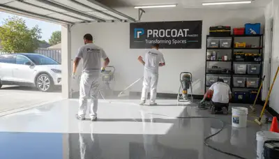 Professional garage floor epoxy coating in Burlington MA by local house painting experts