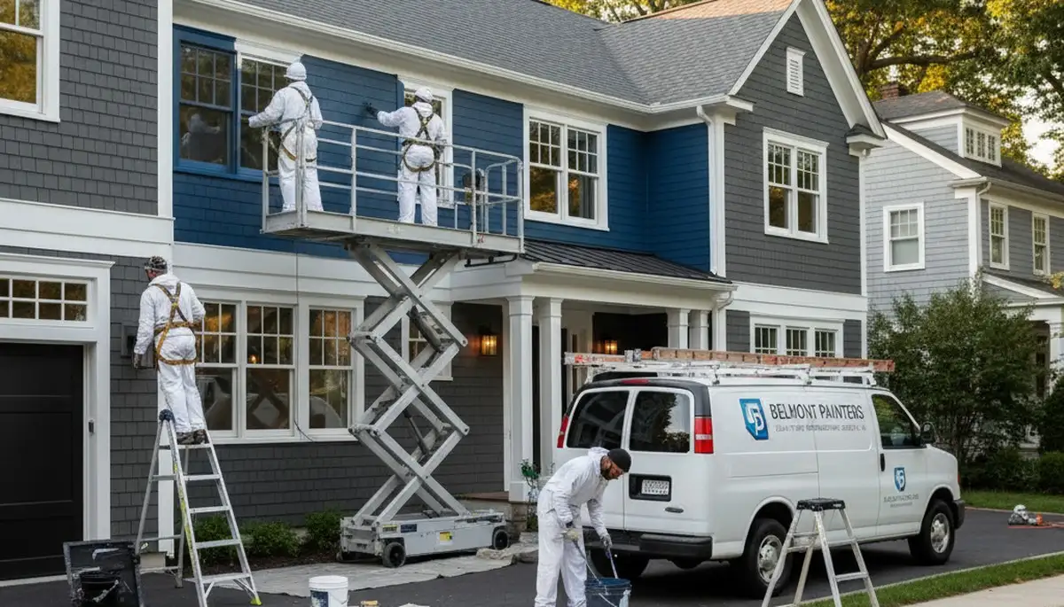 Professional house painters in Burlington MA painting residential exterior siding