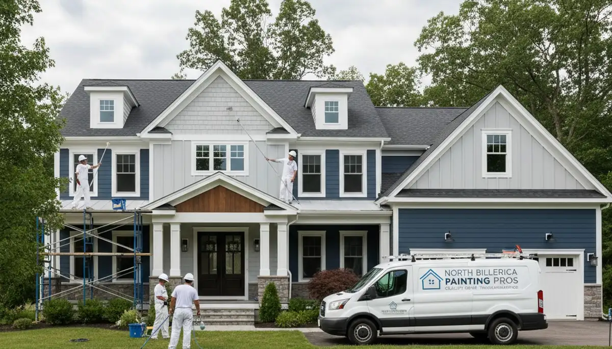 Professional house painters in Burlington MA painting home exterior siding