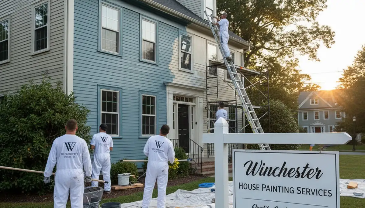 Professional house painters in Burlington MA finishing exterior home painting project