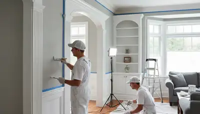 Professional interior trim painting with crisp detail in a Burlington MA home by expert house painters