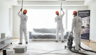 Professional popcorn ceiling removal in Burlington MA home by expert local painting contractors