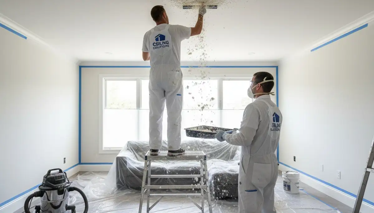 Professional popcorn ceiling removal and painting in Burlington, MA home interior