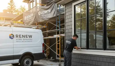 Wood rot repair on Burlington MA home exterior by professional house painters restoring wood siding